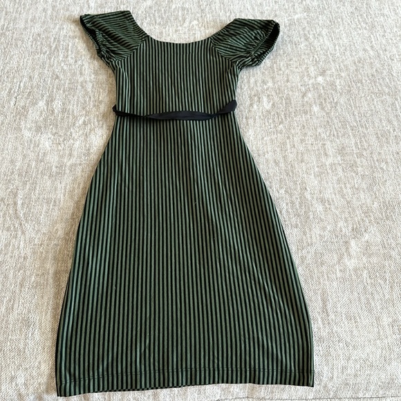 Vintage Betsey Johnson green and black striped dress size Med. - Picture 4 of 6